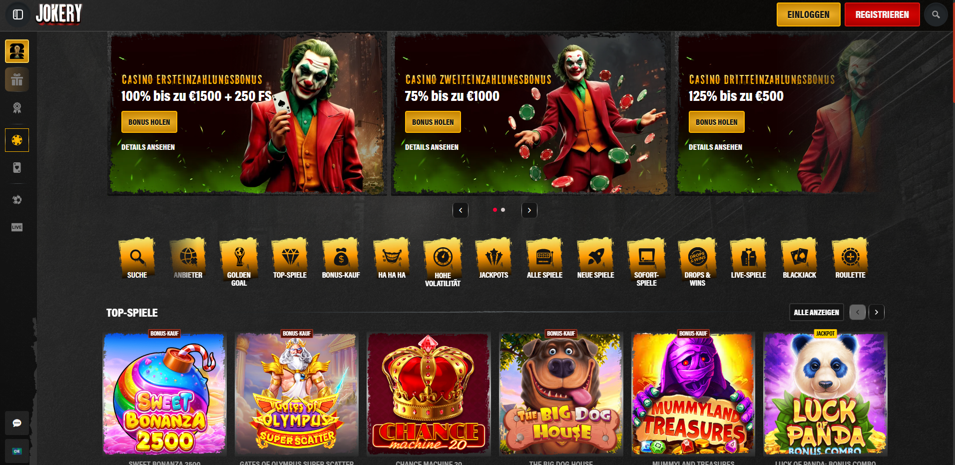 Jokery gestaffelte Einzahlungsboni und Top-Spiele wie Sweet Bonanza 2500