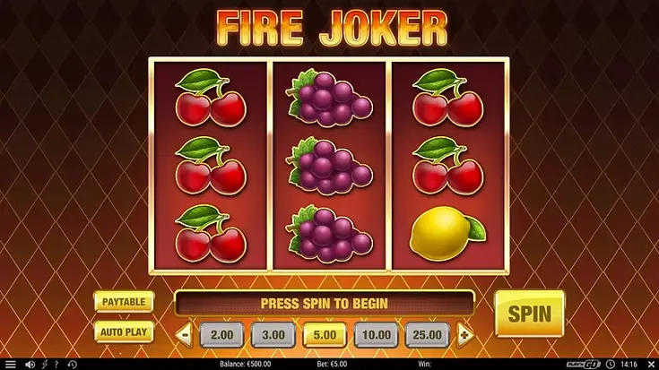 Fire Joker – Play'n GO-Slot mit drei Walzen, Früchten und dem Joker in Flammen